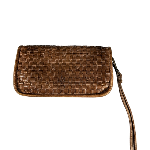 Vintage Plantania Basket Weave Leather Wallet Wristlet - Picture 1 of 7